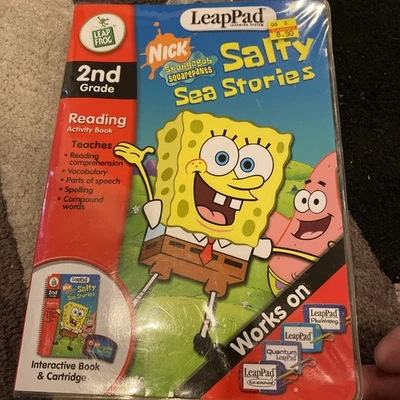 New SPONGE BOB LeapFrog LeapPad LEAP 2 Reading Age 6-8 Grade 1-3 Salty Sea Story - Image 1 of 2