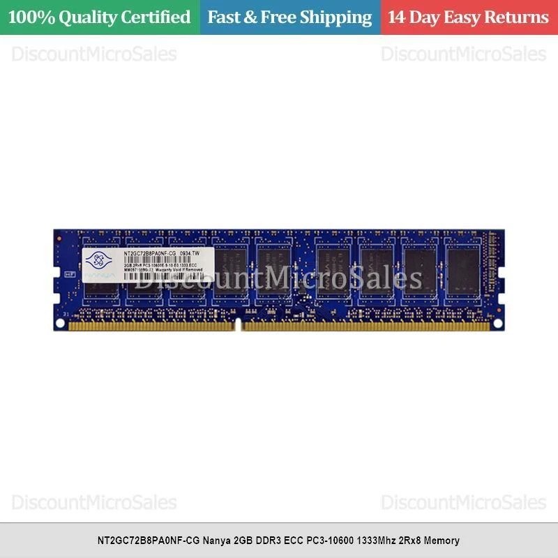 NT2GC72B8PA0NF-CG Nanya 2GB DDR3 ECC PC3-10600 1333Mhz 2Rx8 Memory - Image 1 of 1
