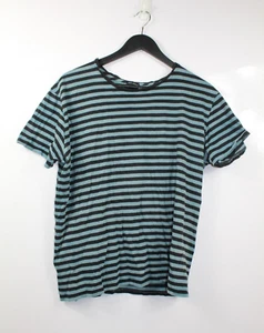 Jack London Men's Aqua Blue & Black Striped Casual T-Shirt Size L Large - Picture 1 of 9