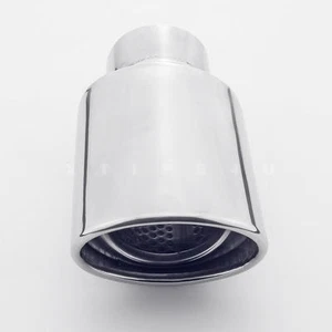 4"x3.15" Oval Out 2.5" Inlet Exhaust Tip Stainless Steel Rolled Outlet Slant Cut - Picture 1 of 7
