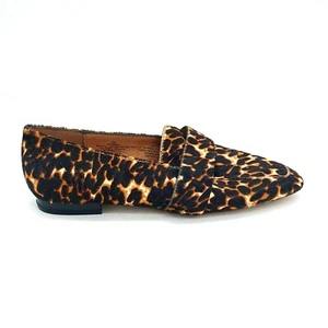 Halogen Womens Slip On Flats Cushioned Real Cow Fur Dyed Leopard Print 6M - Picture 1 of 10