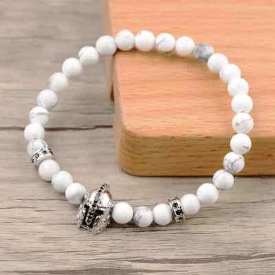 Vintage Stone Bracelets Copper Gladiator Spartan Helmet Beads Bangle for Women - Image 1 of 4