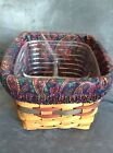 LONGABERGER 1992 FATHER'S DAY BASKET WITH PAISLEY LINER AND PLASTIC PROTECTOR