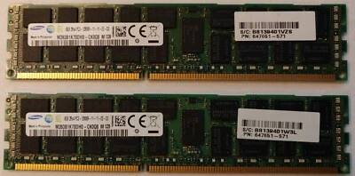647651-571 SAMSUNG 8GB 2RX4 PC3-12800R MEMORY MODULE (2X8GB) - Image 1 of 4
