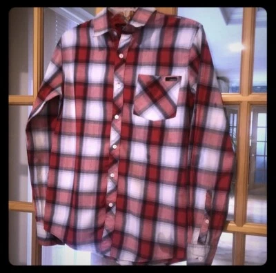 Men’s Ambiguous Button Down Plaid Shirt - Image 1 of 2
