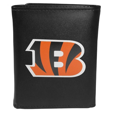 Cincinnati Bengals Leather Tri-Fold Wallet, NFL Trifold Largo Logo Cover