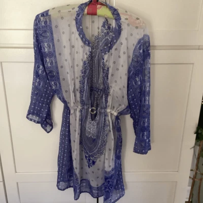 Rima Beach World 女式游泳罩 M 码蓝色白色波西米亚 — 第 1/4 张图片