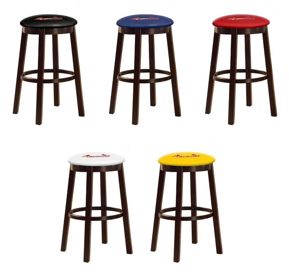 MLB Bar Stool 24" or 28" Espresso Wood w/Colored Vinyl Baseball Team Logo Swivel - Image 1 of 1