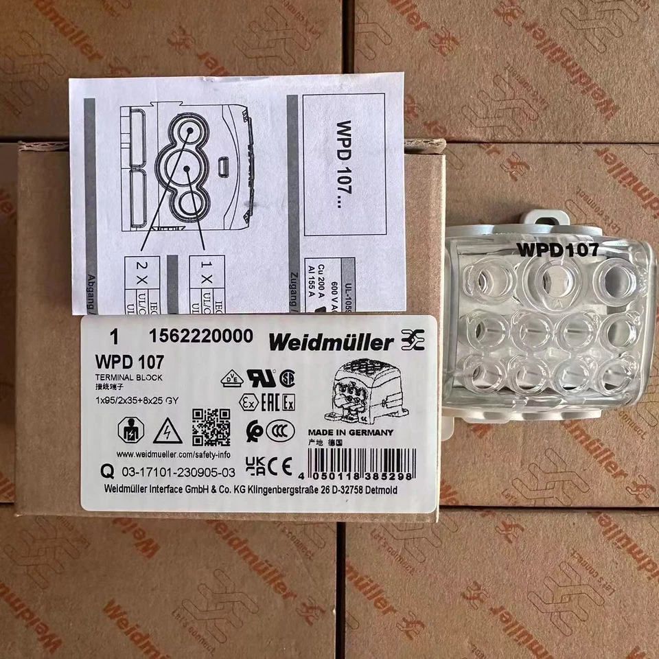 1pcs Weidmuller Wiring Terminals WPD 107 1X95/2X35+8X25 GY， 1562220000 - Image 1 of 1