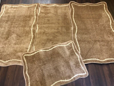 ROMANY GYPSY WASHABLES SET OF 4 MATS BEIGE-BROWN MATS-RUGS SHAPED NON SLIP MATS