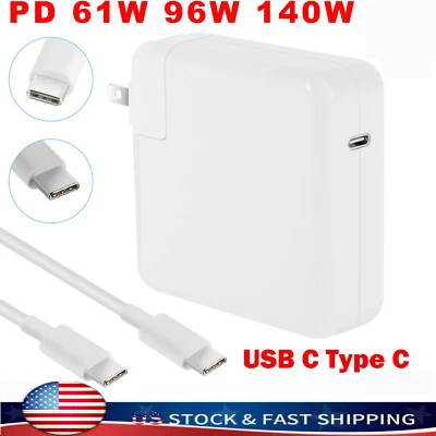 140W 96W 61W Type C USB C Adapter Wall Charger For Apple Macbook Air/Pro iPad US - Image 1 of 4
