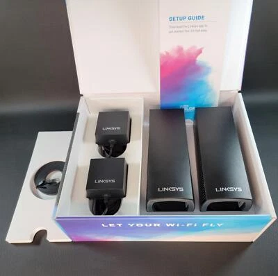 Linksys WHW0302B 2-Pack Velop Tri-Band WiFi 5 Mesh System AC4400 Black - Image 1 of 4