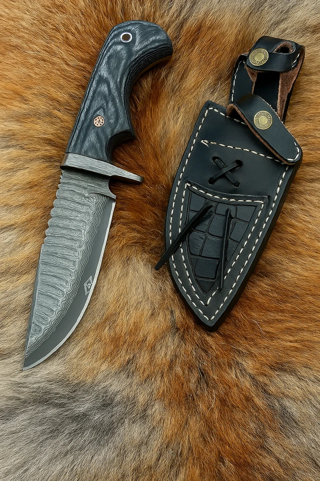 MARKENLOS Handgefertigt Jagdmesser Taschenmesser Pakkaholz EDC Messer Damaststahl Klinge