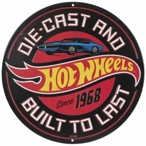 Hot Wheels 12" Round Embossed Tin Sign * Garage or Kids Room! Ships FREE to USA! - Picture 1 of 4