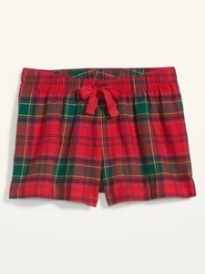 Nuevo con etiquetas Antiguo Pijama Boxer Azul Marino Franela Pantalones Cortos para Dormir Rojo Cuadros Tartán Mujeres Mediano - Imagen 1 de 2