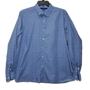 Perry Ellis Button Up Shirt Men's 2XL Long Sleeve Blue Slim Fit Casual - Picture 1 of 7