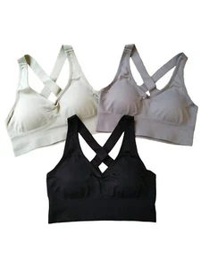 3 NEW EVERCUTE Sports Bras Small Padded Support Criss Cross Strappy Activewear - Picture 1 of 6