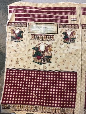 Apron Debbie Mumm Santas Christmas gingerbread border & Oven Mitts Fabric Panel - Image 1 of 3