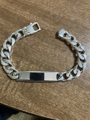 Pulsera de eslabones cubanos ID de plata de ley para hombre Foto 1 de 4