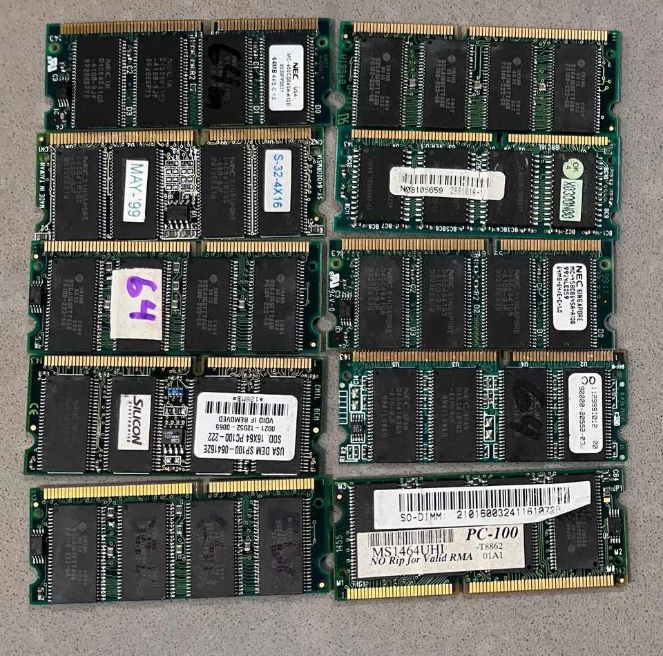 Lot of 10 Memory Sticks NEC 64MB + Others - Image 1 of 1