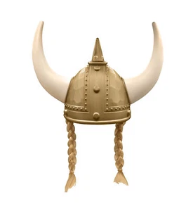 Adult Viking Helmet With Horns Braids Norse Barbarian Warrior Costume Accessory - Picture 1 of 8