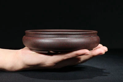 Dark Red Round Chinese Yixing Zisha Shohin Bonsai Pot 15X15X4Cm Small Size China - Image 1 of 4