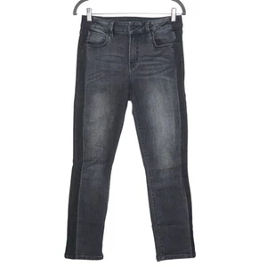 LEVEL 99 Two Tone Slim Straight Jeans High Rise Denim Washed Black Women's 29 - Picture 1 of 11