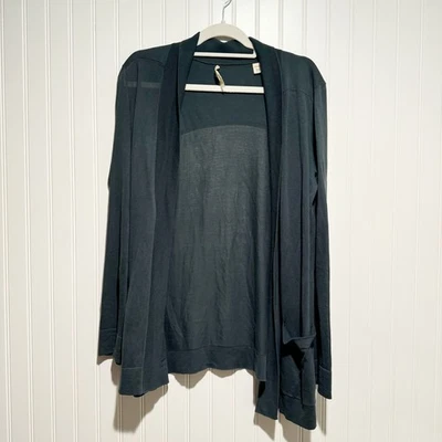 Cárdigan ligero de algodón verde azulado Inhabit talla pequeña Foto 1 de 4