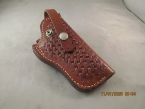 Leather Smith & Wesson S&W 22-34W RH Belt Holster Handgun Basket Weave used - Picture 1 of 10