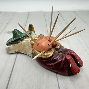 Vintage Bare Butt Man In Sombrero Pottery Toothpick Holder Like Made in Mexico - Picture 1 of 15