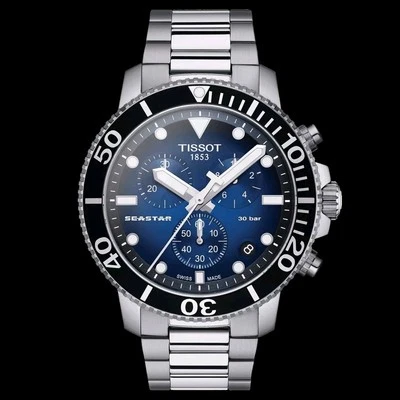 Reloj de cuarzo Tissot Seastar 1000 cronógrafo esfera azul degradada T120.417.11.041.01 Foto 1 de 4
