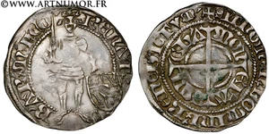 Lorraine - Duché de Bar, René I d'Anjou Gros d'argent de Saint-Mihiel - Picture 1 of 1