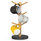 Bamboo Coffee Mug Holder Tree Thicker Base Storage Rack for Kitchen Black