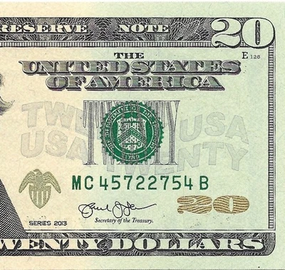 2013 $20 PHILADELPHIA FRN Crisp & Uncirculated Banknote RADAR Serial MC45722754B - Image 1 of 3