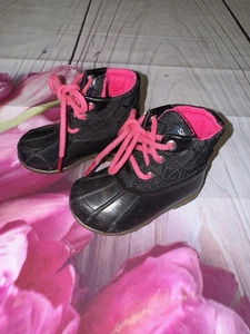 Sperry Port SCL164591 SnowDuck Stiefel Kleinkind Mädchen Größe 6M schwarz pink GEBRAUCHT - Bild 1 von 5