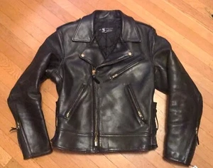 MR S LEDER SCHWARZ SCHWERE KLASSISCHE 50er MOTORRAD BIKER JACKE M 40 gay interest - Bild 1 von 13