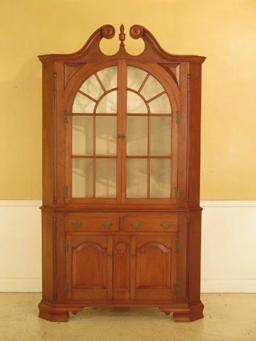 F30115EC: Chippendale Walnut Large 2 Piece Custom Corner Cabinet Cover