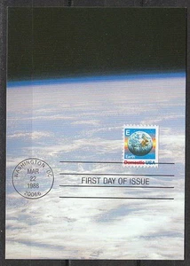 United States 1988 Mar 22 space FDC Maxi Card Earth from spacecraft - Picture 1 of 1