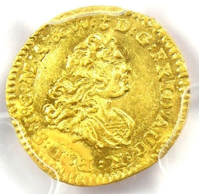 Moneda Ducado Oro Alemania Sajonia 1735 1/4 - PCGS Detalle Sin Circular (UNC MS) Foto 1 de 4