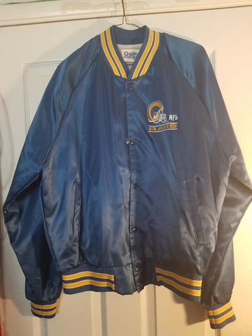 Vintage  Los Angeles Rams Satin Chalk Line Jacket Mens LARGE Cover