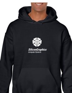 SGI New Logo Silicon Graphics Computer Systems Black Hoodie hooded Sweatshirt