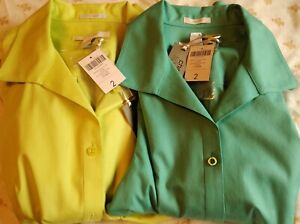 New Lot of 2 Chico's 3/4 Sleeve No Iron Button Front Shirt Blouse Layne Size 2