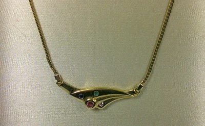 D36-67/ elegantes Collier GG 333 Rubin, Smaragd, Saphir, Diamantspl. 49-54 cm - Bild 1 von 4