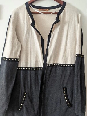 Cárdigan Belldini Beige y Negro Frente Abierto Mangas Largas Dos Bolsillos Talla L Foto 1 de 4