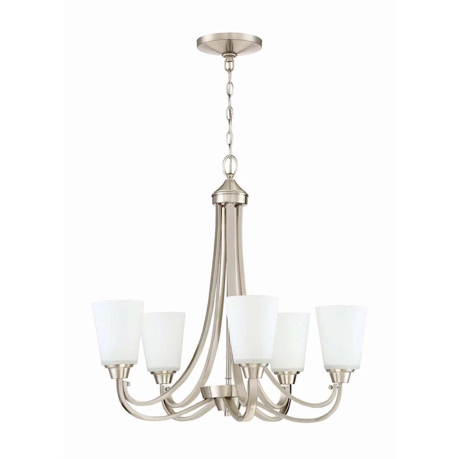 Craftmade Grace 5 Lt Chandelier, Brushed Nickel w/White Frosted - 41925-BNK - Image 1 of 1
