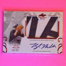 2016 Leaf Trinity Red Spectrum SSP #d/25 Kyle Muller Game Used Jersey Patch AUTO