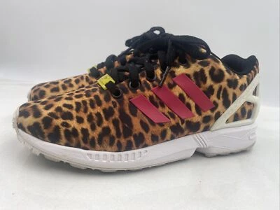 Adidas Shoes Womens 6.5 ZX Flux Leopard and Vivid Berry Running Torsion - Image 1 of 4