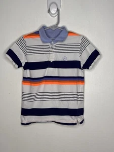 Mayoral Stripe Polo Shirt Boys Size 5 Short Sleeve Collared White Blue - Picture 1 of 4