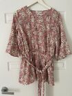 You+All Floral Top With Belt Short Sleeves - Size 16 - 5+ Items Free Au Post