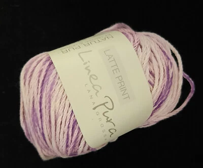 (110 €/ kg): 50 g LATTE Print, Lana Grossa, Fb.103 lila/natur, Linea Pura #4747 - Bild 1 von 2